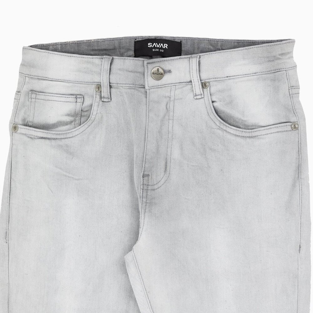 Savar Men's Savar Ice Grey Slim Denim Jeans Pant (Brand New) - Picture 7 of 8